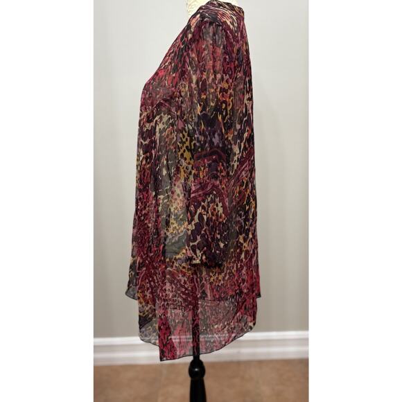 Miraclesuit‎ Womens Large Coverup V Neck Colorful Pink Purple Sheer Resort - Picture 2 of 11